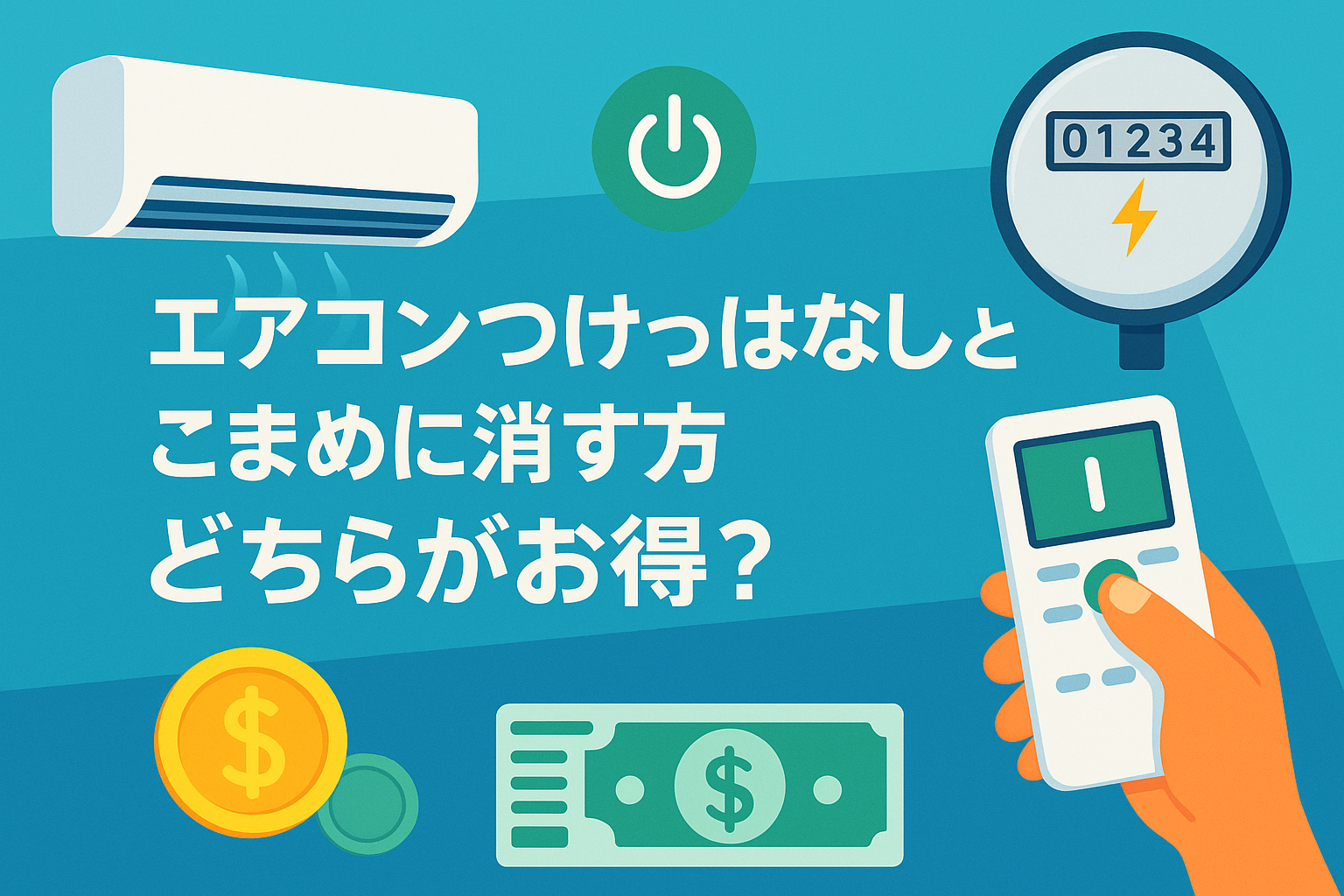 エアコンつけっぱなしとこまめに消す方どちらがお得？